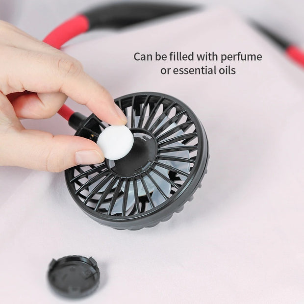 Mini Tragbarer Halsventilator – USB Wiederaufladbar mit Doppelventilatoren & Aromafunktion