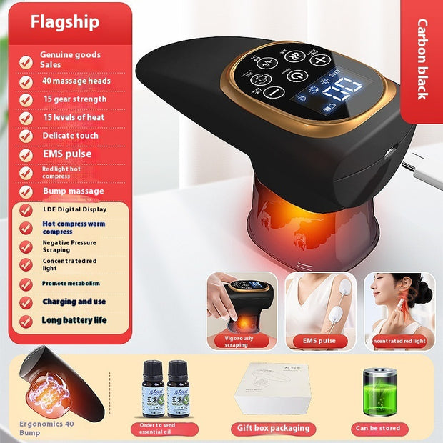 Elektrisches Schröpfgerät – EMS-Mikrostrom, Vakuum, Warmkompresse, Saug- und Gua-Sha-Funktion mit Negativdruck